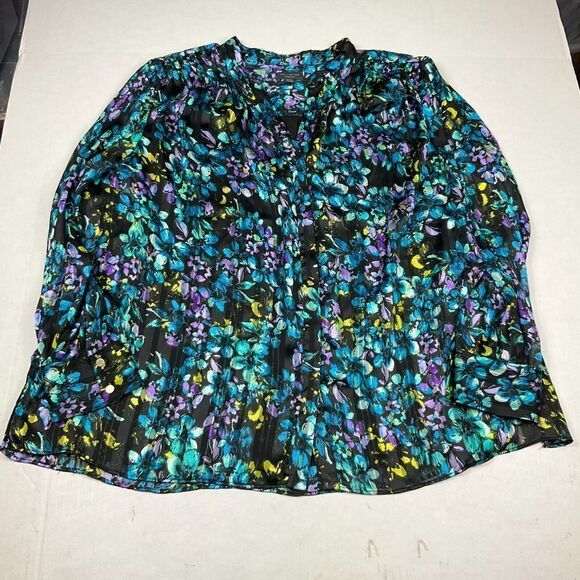 The Limited Collection Button Down Blouse Floral Long Sleeve Dressy Shirt 1X - Picture 1 of 8